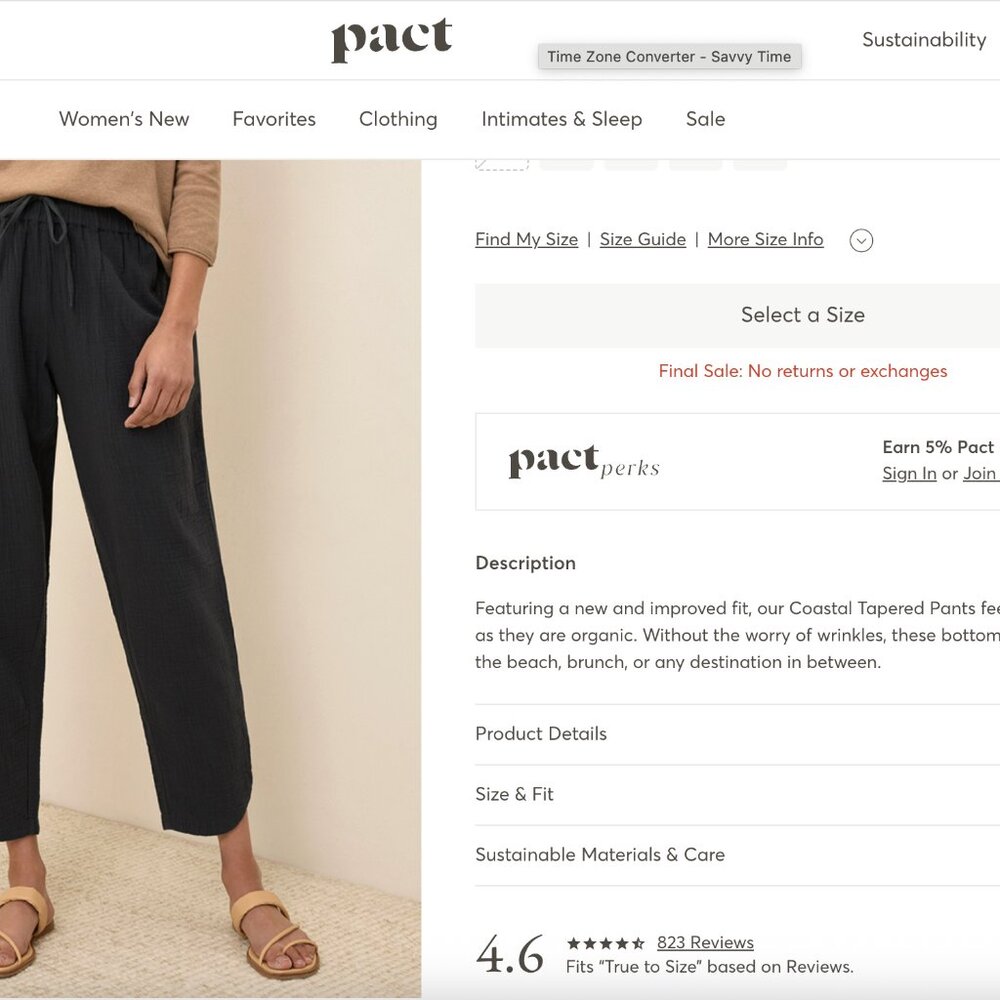 Pact Coastal Double Gauze Tapered Pull-On Pant